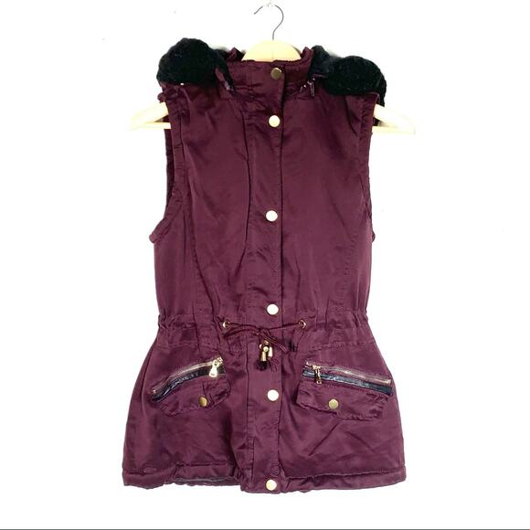 YMI plum purple full zip vest with removable hood size medium M B118 - Picture 1 of 5
